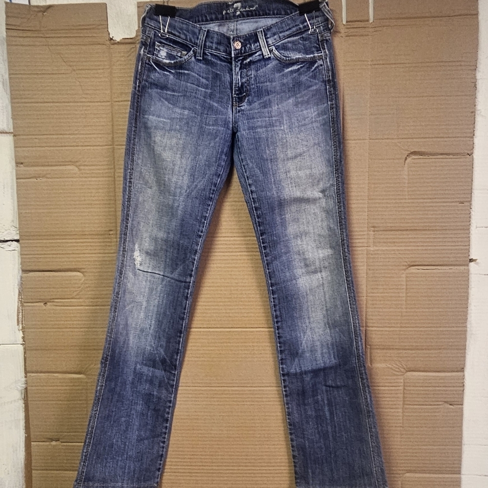 7 For All Mankind Women's Straight Leg Jeans in Blue